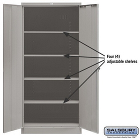 Salsbury Industries 9074GRY-U Storage Cabinet - Standard - 78 Inches High - 24 Inches Deep - Gray - Unassembled