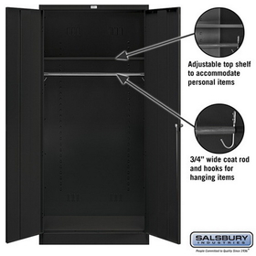 Salsbury Industries 9174BLK-U Storage Cabinet - Wardrobe - 78 Inches High - 24 Inches Deep - Black - Unassembled