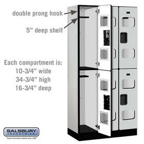 Salsbury Industries S-32368GRY See-Through Designer Wood Locker - Double Tier - 3 Wide - 6 Feet High - 18 Inches Deep - Gray