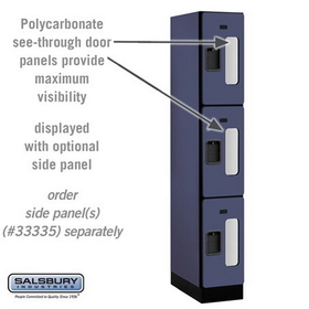 Salsbury Industries S-33161BLU See-Through Designer Wood Locker - Triple Tier - 1 Wide - 6 Feet High - 21 Inches Deep - Blue