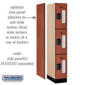 Salsbury Industries S-33161CHE See-Through Designer Wood Locker - Triple Tier - 1 Wide - 6 Feet High - 21 Inches Deep - Cherry