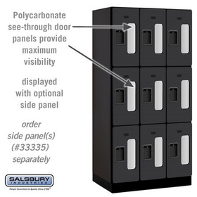 Salsbury Industries S-33361BLK See-Through Designer Wood Locker - Triple Tier - 3 Wide - 6 Feet High - 21 Inches Deep - Black