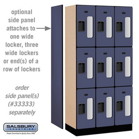 Salsbury Industries S-33368BLU See-Through Designer Wood Locker - Triple Tier - 3 Wide - 6 Feet High - 18 Inches Deep - Blue