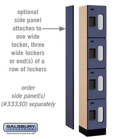Salsbury Industries S-34165BLU See-Through Designer Wood Locker - Four Tier - 1 Wide - 6 Feet High - 15 Inches Deep - Blue
