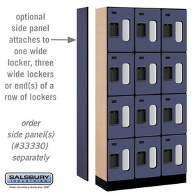Salsbury Industries S-34365BLU See-Through Designer Wood Locker - Four Tier - 3 Wide - 6 Feet High - 15 Inches Deep - Blue