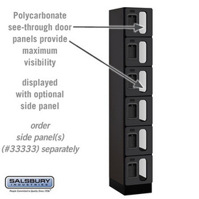 Salsbury Industries S-36168BLK See-Through Designer Wood Locker - Six Tier Box Style - 1 Wide - 6 Feet High - 18 Inches Deep - Black