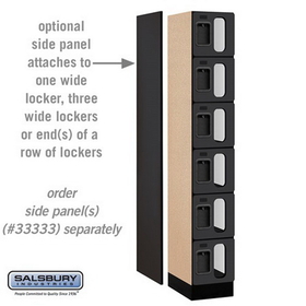 Salsbury Industries S-36168BLK See-Through Designer Wood Locker - Six Tier Box Style - 1 Wide - 6 Feet High - 18 Inches Deep - Black