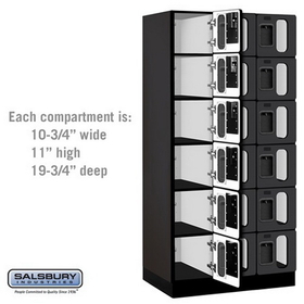 Salsbury Industries S-36361BLK See-Through Designer Wood Locker - Six Tier Box Style - 3 Wide - 6 Feet High - 21 Inches Deep - Black