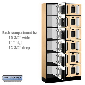 Salsbury Industries S-36365MAP See-Through Designer Wood Locker - Six Tier Box Style - 3 Wide - 6 Feet High - 15 Inches Deep - Maple
