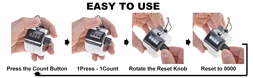 GOGO 4 Pcs Metal Tally Counters, Hand Held Counter Clicker, Manual Mechanical Clickers