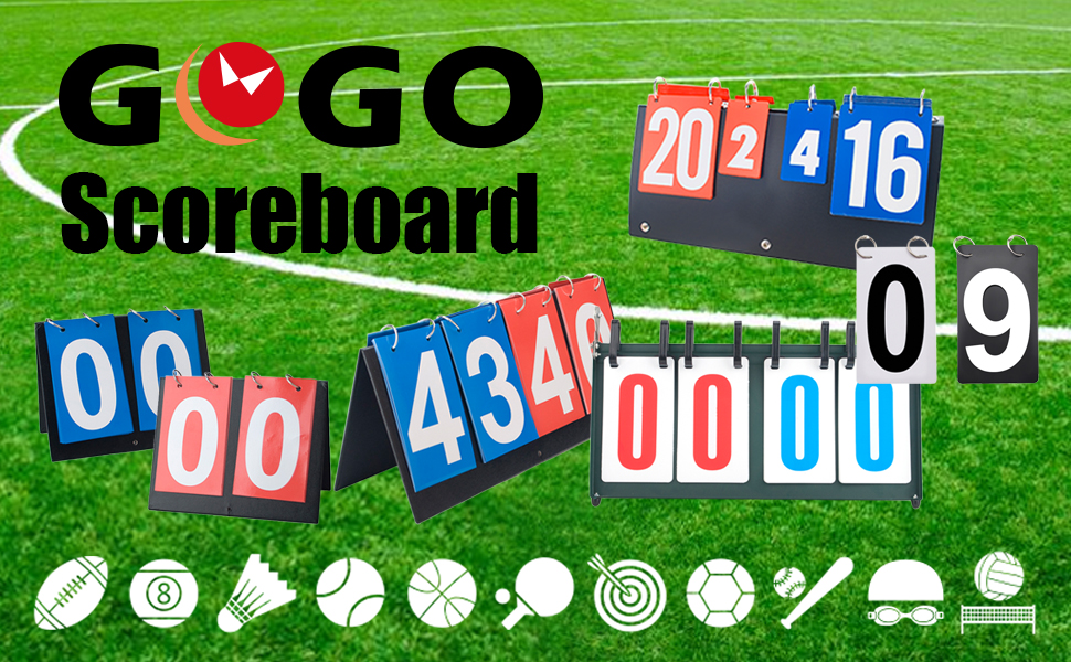 GOGO 6 Sets Baseball Scoreboard Numbers, 4 x 7 Inch Plastic Score Cards, 0-9 Double Sides