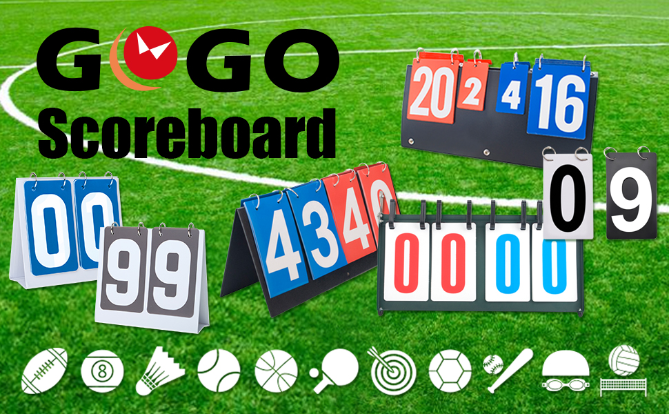 GOGO 4-Digital Score Keeper Portable PVC Flip Scoreboard