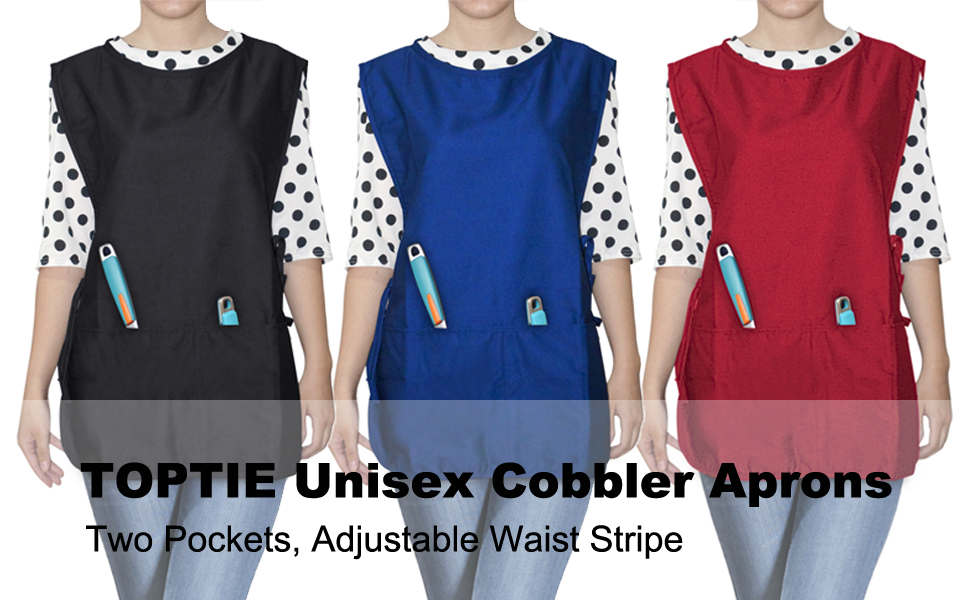 TOPTIE Custom Print Unisex Cobbler Vest Apron, Art Smock Grooming Smock Working Uniform with 2 Pockets and Round Neck