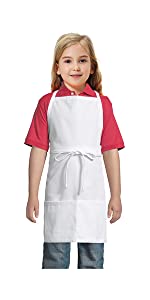 TOPTIE Kids Apron and Chef Hat Set, Adjustable Cotton Child Cooking Kitchen Apron, S-XXL
