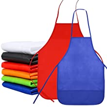 TOPTIE 12 Pack Non-woven Fabric Children Kids Apron for Classroom, Kitchen, Community Event, Handcraft & Art Painting