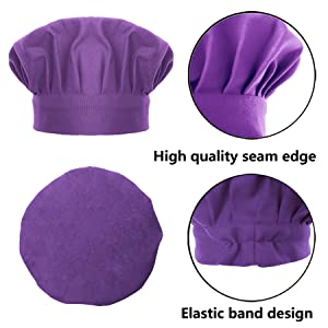 TOPTIE 6 Pack Chef Hat for Kid & Adult, Cotton Elastic Adjustable Kitchen Cooking Baking Hat