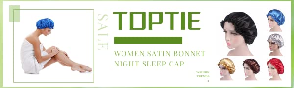 TOPTIE Women Satin Bonnet Night Sleep Cap Elastic Night Hair Cover