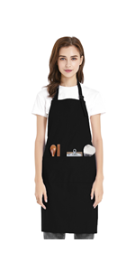 TOPTIE Custom Print Unisex Bib Apron, Cotton Canvas Adjustable Chef Cooking Apron with Pockets