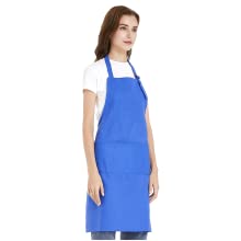 TOPTIE Custom Embroidered Unisex Bib Apron, Cotton Canvas Adjustable Chef Cooking Apron with Pockets