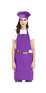 TOPTIE Custom Print Unisex Bib Apron, Cotton Canvas Adujstable Chef Cooking Apron with Pockets