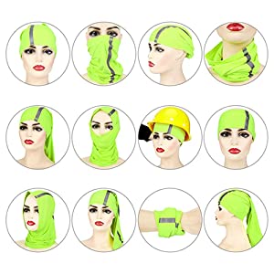 Muka Personalized Custom Hi vis Reflective Visibility Safety Seam Neck Gaiter Sun Protection Face Scarf, Add Your Design Full Color Printing, 18 7/8"L x 9 7/8"W