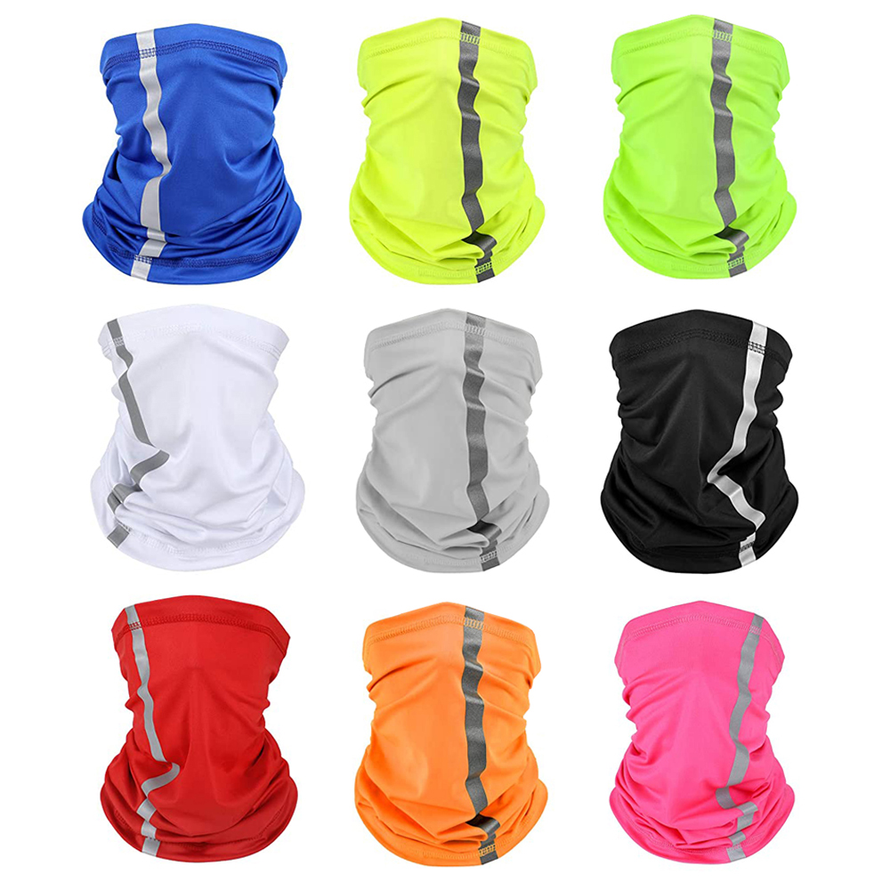 Muka Custom Print Reflective Stripe Safety Neck Gaiter Face Mask Neckerchief Bandana Scarves for Outdoor Activity Working