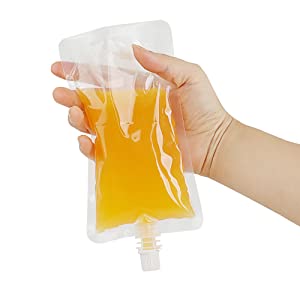 Muka 50 PCS Drink Pouches Clear Spouted Pouches For Juice, Wine, Beverage Packaging, 4.7Mil, 8.6MM Spout, FDA Compliant