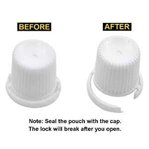 100 PCS Reusable Personalized Spout Pouch Bags and 100 Custom Sitckers 3" x 3" Waterproof PVC Label- Full Color Printing