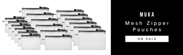 Muka 6PCS Waterproof Black Mesh Zipper Pouches Document File Folders Pencil Pen Case Storage Bags for Office Student