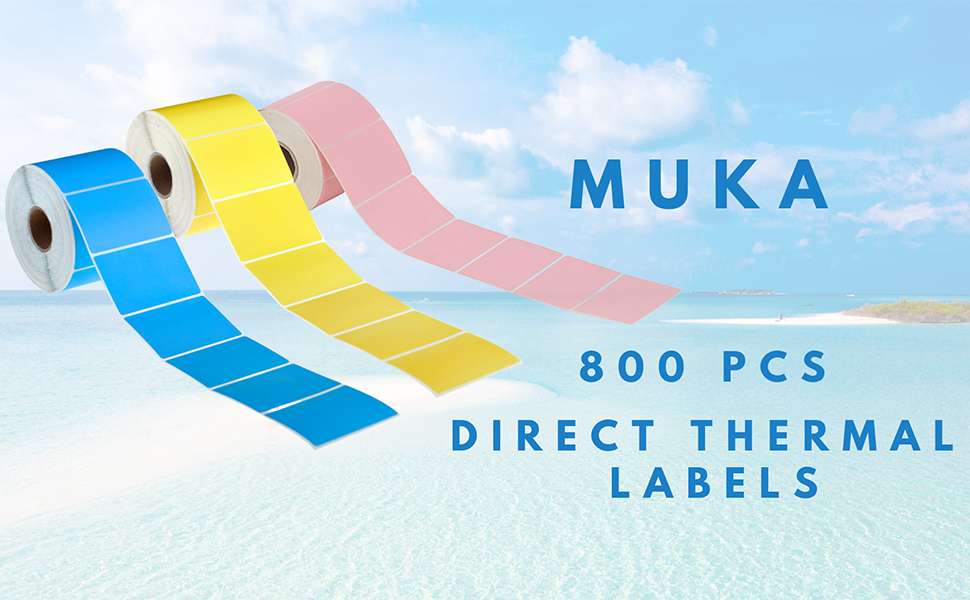 Muka 800 PCS 1.5" x 2.25" Direct Thermal Labels Color Thermal Label for Barcodes, Address, Consignment, Compatible with Thermal Label Printer