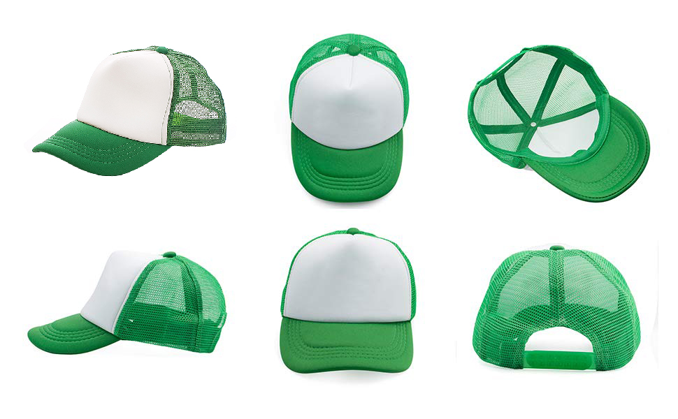 TOPTIE Kids 5 Panel Mesh Trucker Cap Adjustable Snapback Hat Blank Foam Trucker Hat