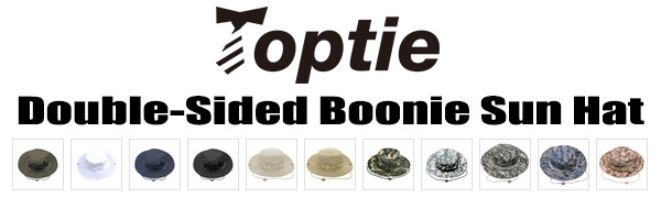 TOPTIE Wide Brim Double-Sided Outdoor Fishing Sun Boonie Hat Summer Bucket Cap
