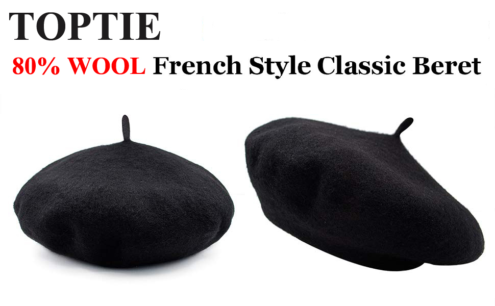 TOPTIE Wool French Beret Women Ladies Art Basque Hat, 80% Wool