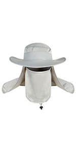 TOPTIE Summer UV Sun Protection Wide Brim Bucket Sun Hat with Removable Neck&Face Flap Cap Fishing Hat