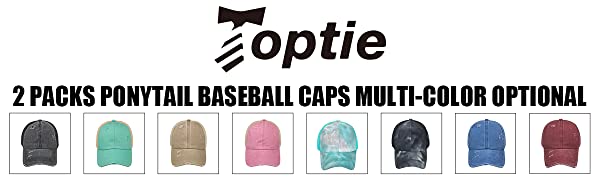 TOPTIE 2 Pack Ponytail Hat Mesh Baseball Cap Adjustable High Messy Bun Ponycap