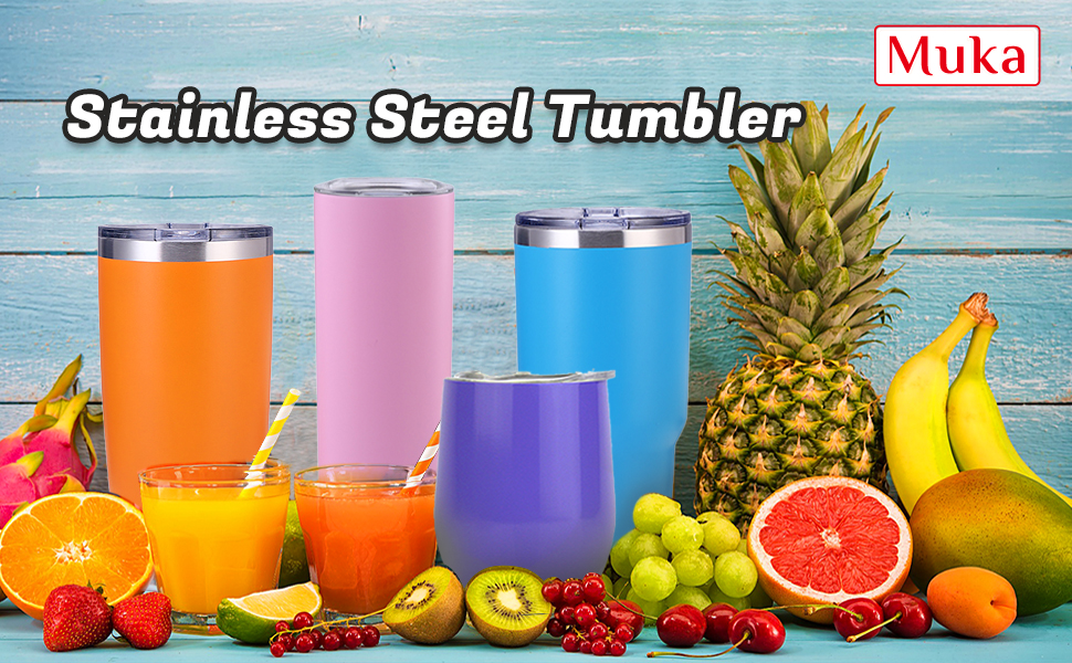 Muka 20 Oz. Stainless Steel Skinny Tumbler, Double Walled Insulated Travel Mug