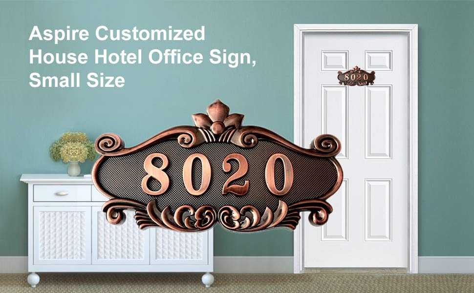 Aspire Customized Home Address Sign, House Hotel Number Sign, Address Plaque Sign, Small Size, Approx 4.3 x 7.2 inches