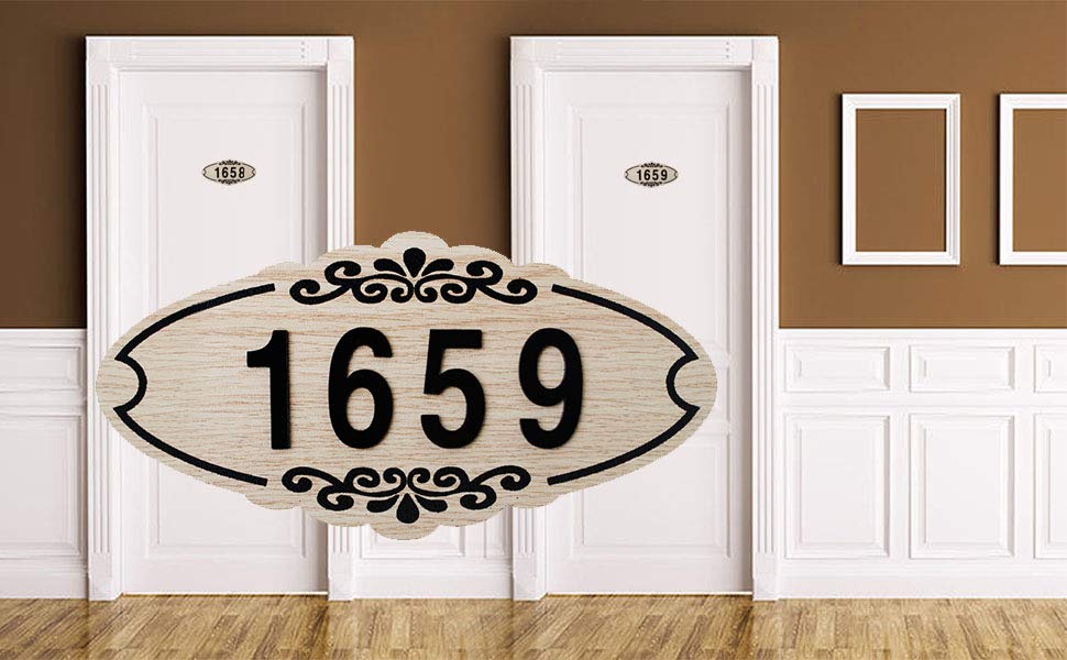Aspire Customized Home Address Plaque Sign, Hotel Office Apartment Number Sign, Personalized Wooden Sign with Acrylic Number, Small Size, Approx 3-1/2 x 7 inches, Indoor Use