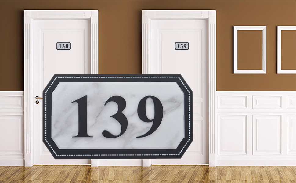 Aspire Personalized House Address Plaque, Customized Acrylic Hotel Apartment Number Signs, Small Size, Marble Pattern