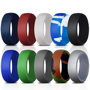 GOGO Silicone Rings Wedding Bands for Men - 8.7 mm Wide, Comfortable Rubber Ring for Active