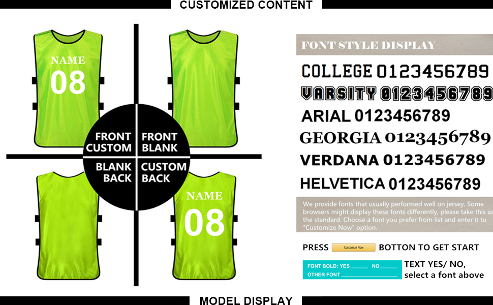 TOPTIE Custom Soccer Pinnies Scrimmage Vest Personalized Team Practice Jersey (Add Your Name / Number)