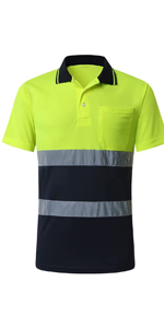 TOPTIE Customize Logo Safety Shirt, Personalized Polo, Reflective High Visibility Short Sleeve Pocket T-Shirt