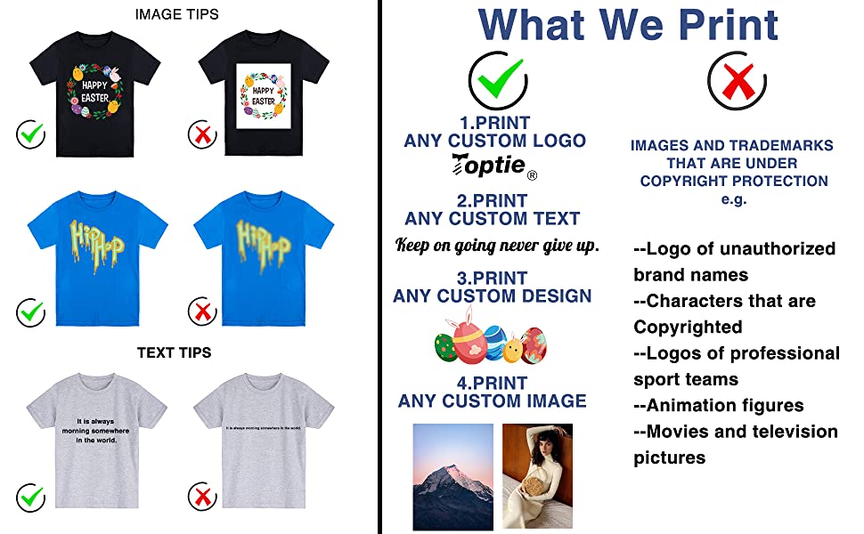 TOPTIE Custom T Shirt Youth Shirt Add Your Text Logo Image