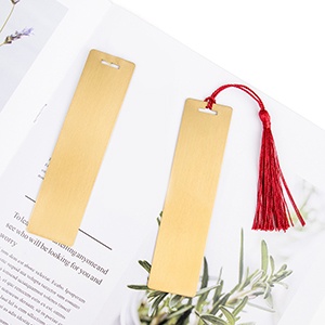 Muka Personalized Brass Bookmark Laser Engraved Rectangle Metal Bookmark with Tassel Pendant