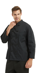 CHIX-DK61118:TopTie Long Sleeve Button Chef Coat