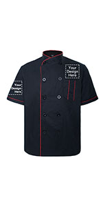 7TKT-DKTKT01:TOPTIE Custom Short Sleeve Chef Coat