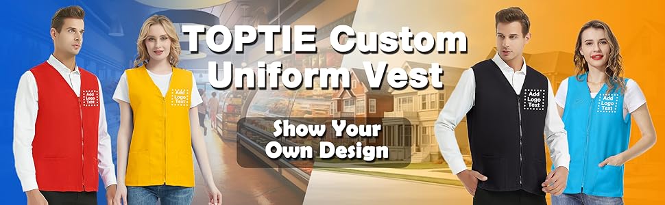 TOPTIE Custom Volunteer Work Vest Supermarket Apron Vests Printed Your Text Logo