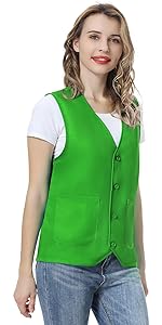 TOPTIE Custom Button Vest Polyester Supermarket Volunteer Staff Uniform / Security Services Workwear Vest Add logo