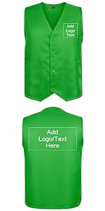 TOPTIE Custom Unisex Button Vest Add Logo Supermarket Staff Clerk Volunteer Waiter Bartender Uniform Vest