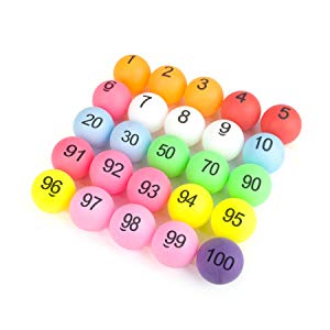 GOGO Numbered Beer Pong Balls (No. 1-100), Mix Color Raffle Ball, 40mm Plastic Ping Pong Balls